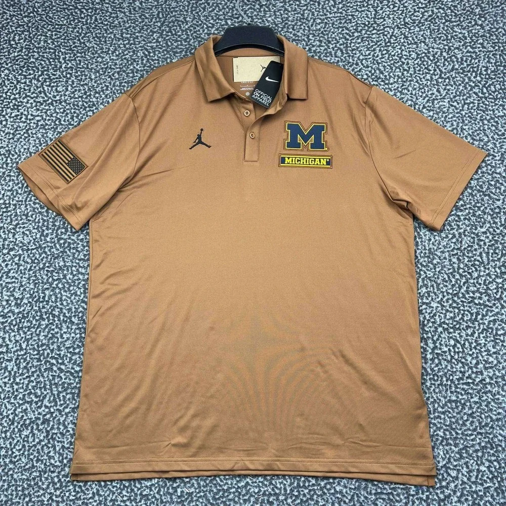 Air Jordan Michigan Wolverines Polo Shirt Dri-Fit Men Large Short Sleeve New L